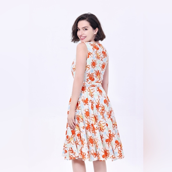 NWT Miss Lulo Octopus Print Ruby Style Dress Size L - Picture 4 of 11